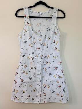 Reformation Jill Linen Floral Mini Dress with Pockets